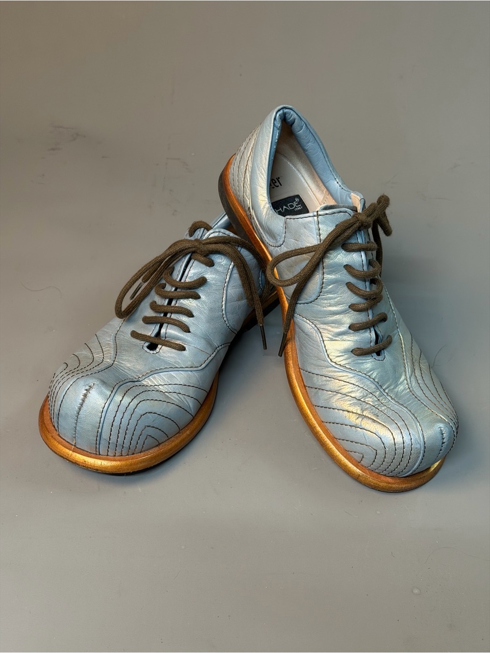 Vero Cuoio Metallic Light Blue and Gold Lace-Up Women's Boots